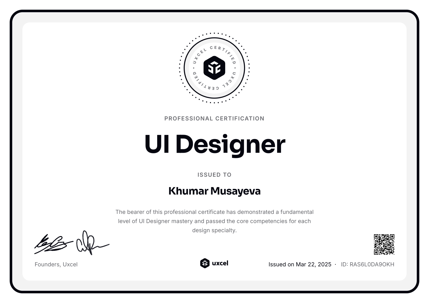 Khumar's certificate